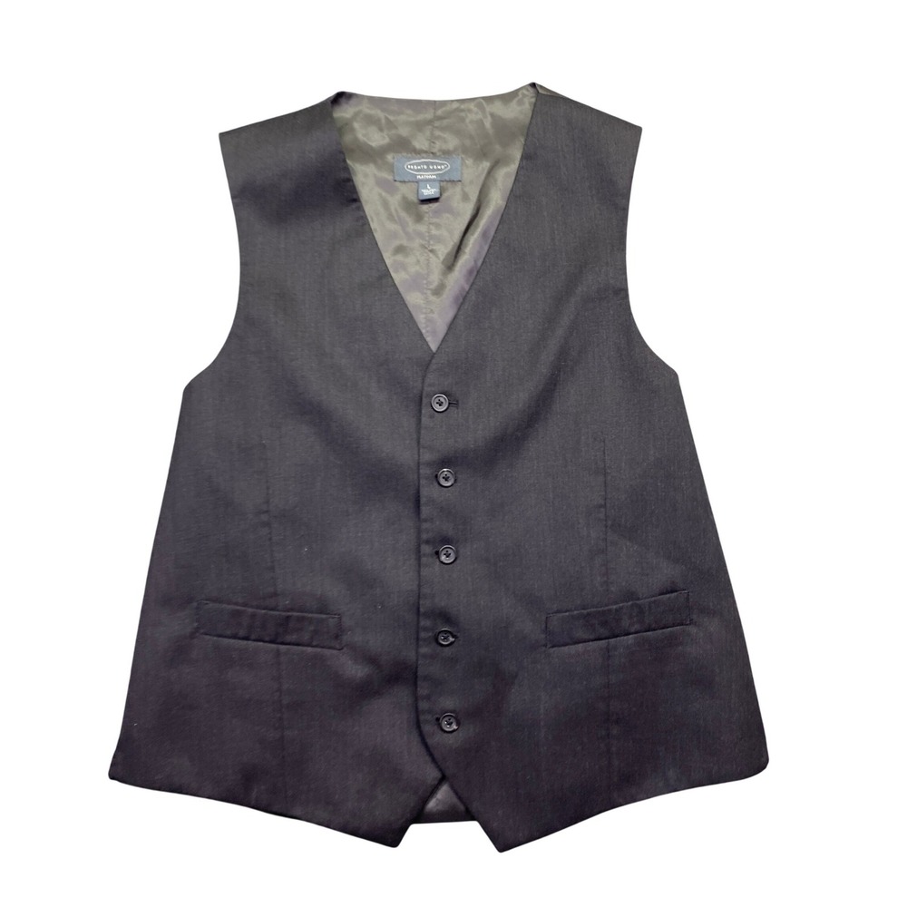 Pronto Uomo Platinum Mens Large Black 100% Wool 5 Button Suit Vest 106-F-2021